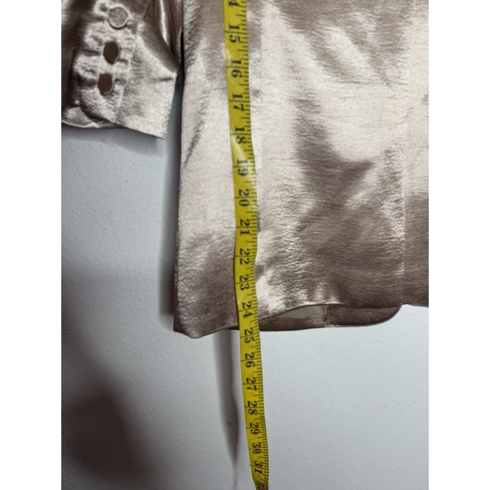 Cinq a Sept Kylie Ruched Sleeve Blazer Champagne GoldMetallic Size 00 Party Glam - Picture 10 of 10